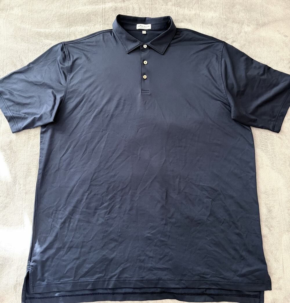 Peter Millar Summer Comfort Polo Shirt Mens XXL Navy Blue Performance Golf